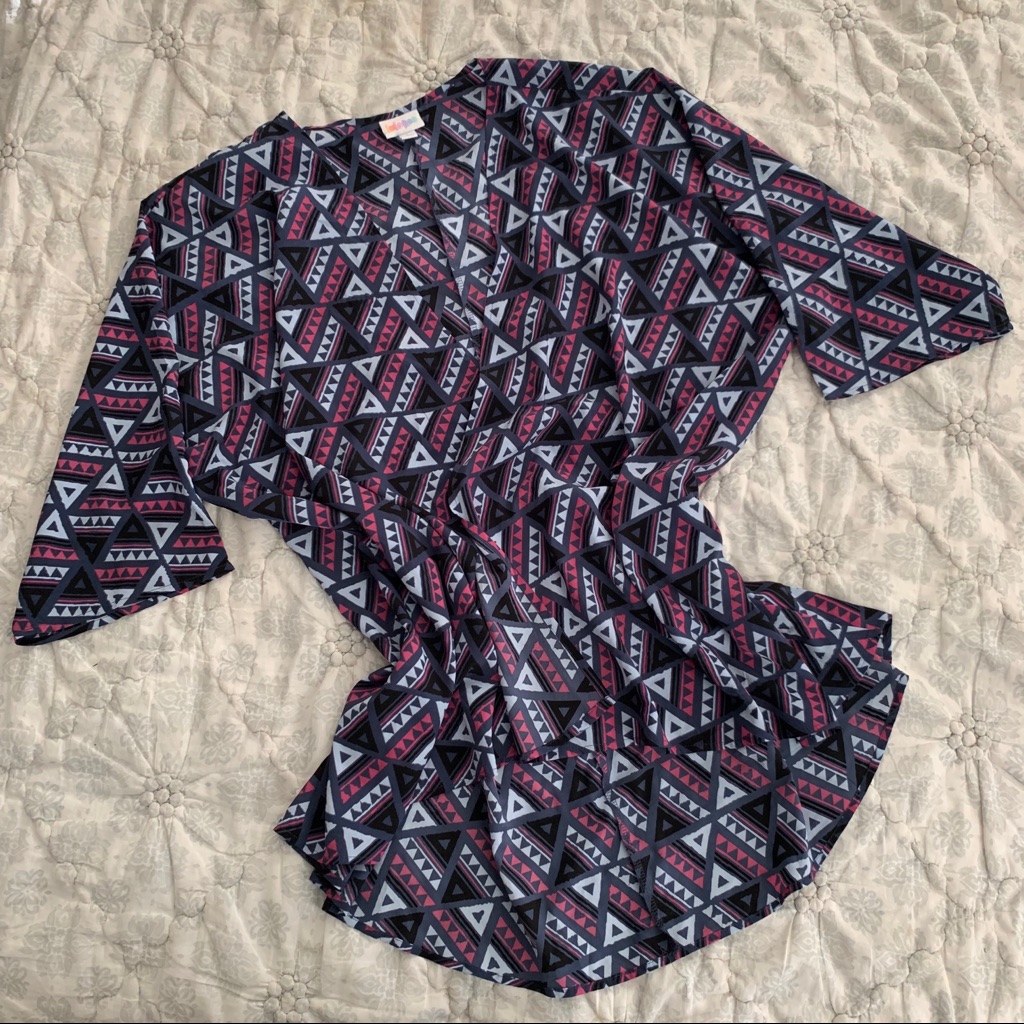 Lularoe Lindsay Kimono, Pink & Grey, Euc, Size L